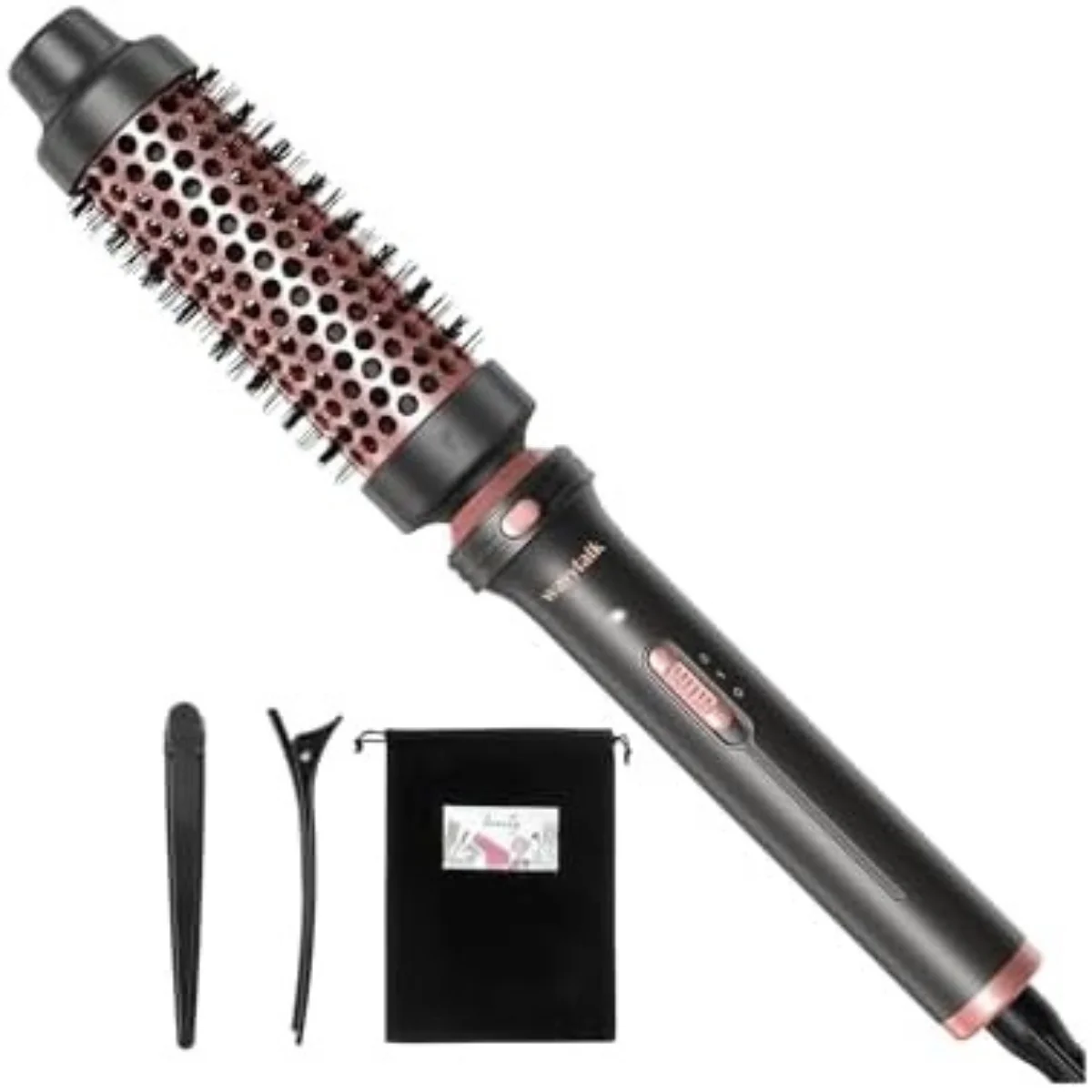 Round Voltage 1/2 Heater, Crest Thermal Brush for Travel Retail Tourmaline and Detachable Curling Brush, Ceramic Head inch – with Wavytalk Heated Brush 1 with Round Iron Brush, Dual Hot PTC